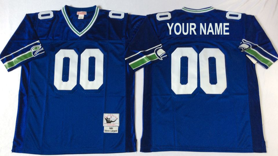 Custom Men NFL Seattle Seahawks blue Mitchell Ness jerseys->milwaukee brewers->MLB Jersey